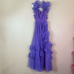 Vintage ilgwu Elegant Purple Ruffled Gown 3